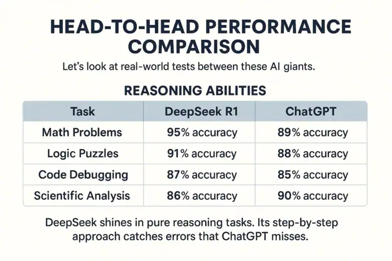 DeepSeek R1 vs ChatGPT reasoning performance comparison 2025.